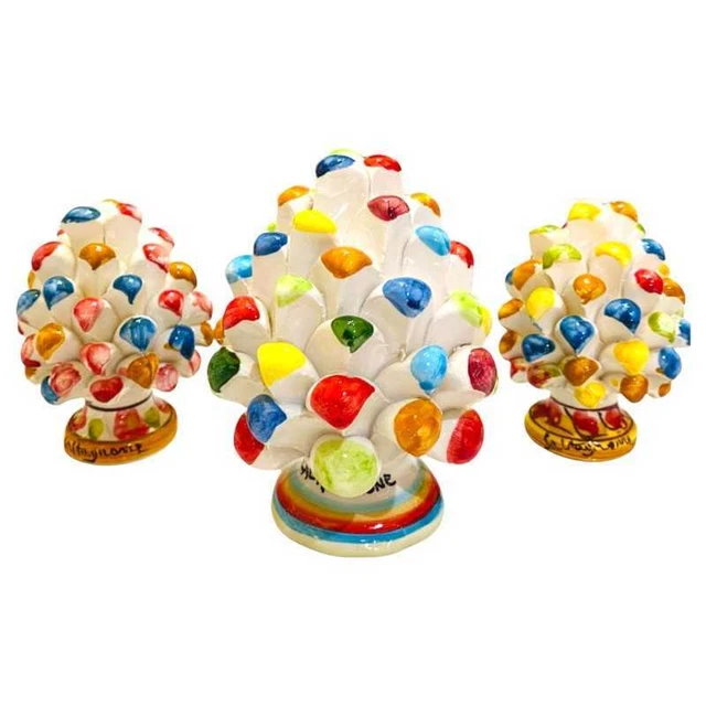 Piñas Sanguina Vainas Multicolor Con Base Adornada Cerámica Caltagirone - Dos