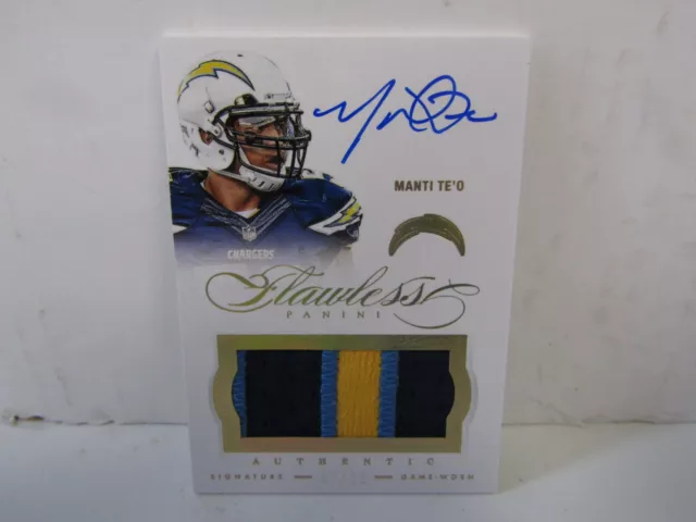 2014 Panini Flawless #66 Manti Teo 3 Color Game Patch On Card Auto Gold 7/10