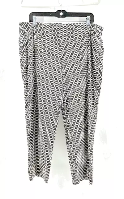 Context Lord Taylor Women's Black White Geometric Pull On Stretch Pants Ankle XL