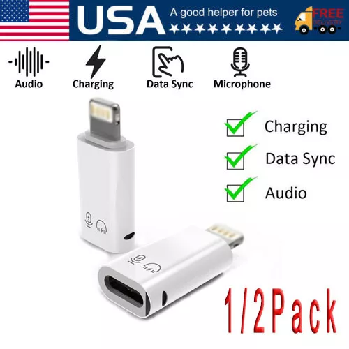 1/2*USB Type C Female to iOS Male Adapter For iPhone 14/13/12/11/XR/XS/SE 3