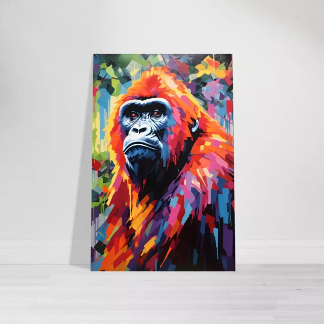 Affe Wandbild Pop Art Alu Poster Bild Wandkunst Bunt Tiere Natur Primaten Zoo