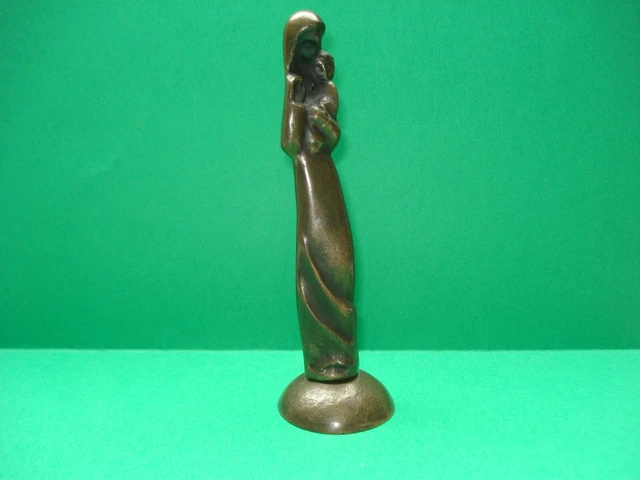 STATUE RELIGIEUSE ANCIENNE en bois de la vièrge à l'enfant XIX Indre