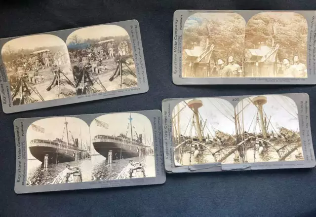 Keystone View Co  Stereoview Cards Battleship Maine Military WWII Soldiers