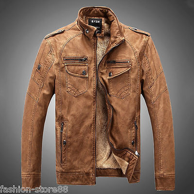 Men's Leather and Suede Leather Jacket Collar Vintage Old Short Slim Fit Jacket