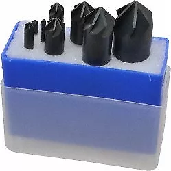 MA Ford HSS Countersink: 8 Piece, 1/8 to 1" Head Diam, 90° Included Angle, Si...