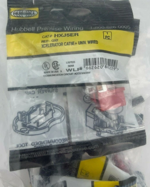 Lot of 5 Hubbell Premise Wiring CAT # HXJ5ER Red - GX2 XCELERATOR CAT5E
