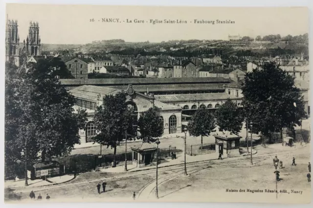 Vintage Nancy France La Gare Faubourg Stanislas Postcard P110