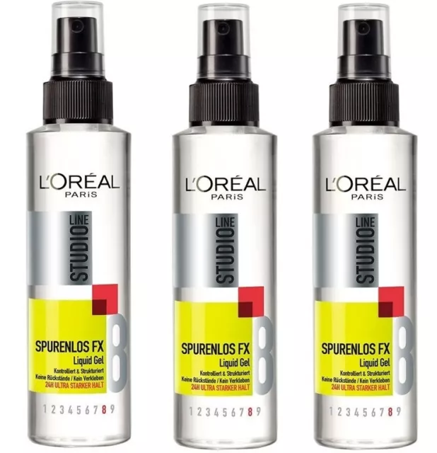 3x 150ml Loreal Paris Studio Line sans Laisser de Trace Fx Liquide Gel 24 H