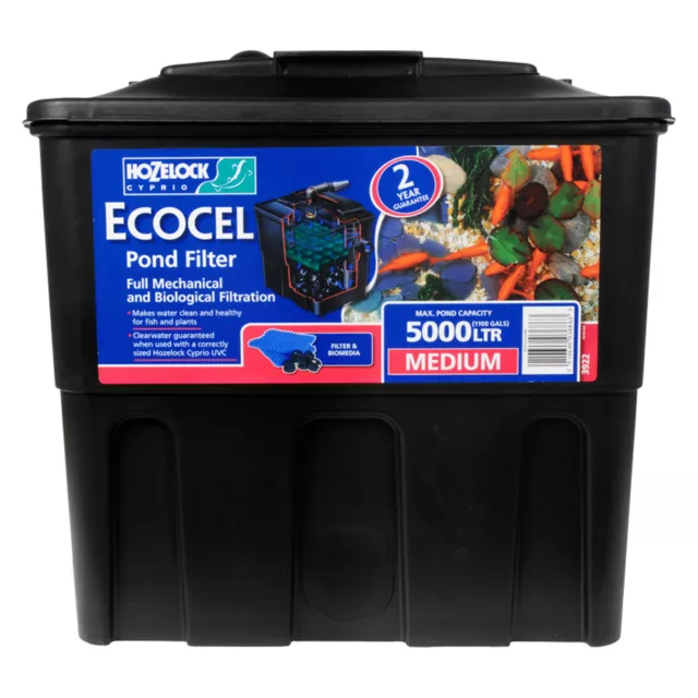 Hozelock Ecocel 5000 Fish Pond Gravity Filter Black Box Garden Fish Filtration