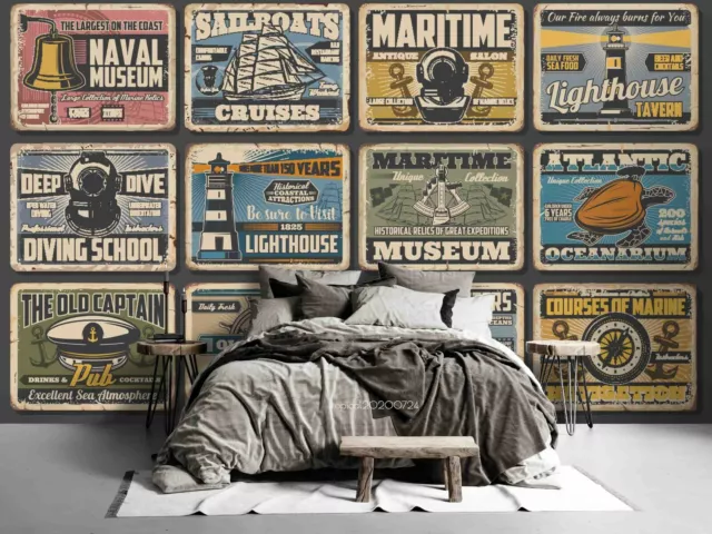 3D Ship Marine Posters Self-adhesive Removeable Wallpaper Wall Mural Sticker 49