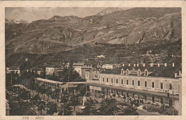 1923 ARCO Casinò panorama montagna Trento Cartolina animata
