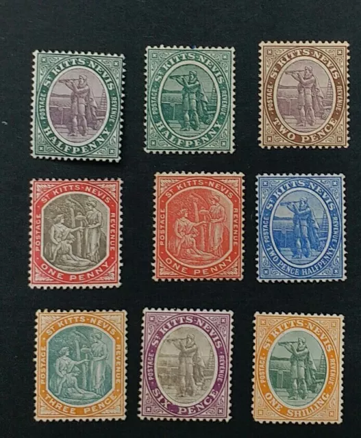 ST. KITTS & NEVIS 1905 0.5d to 1s SG 11 /  20a Sc 11 / 20 MLH/MH