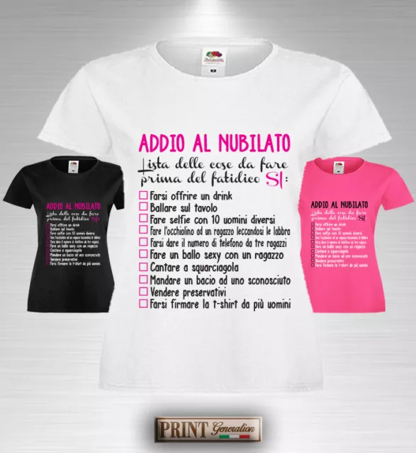 T-Shirt Addio Nubilato Lista Cose da Fare Personalizzata Divertente per Sposa