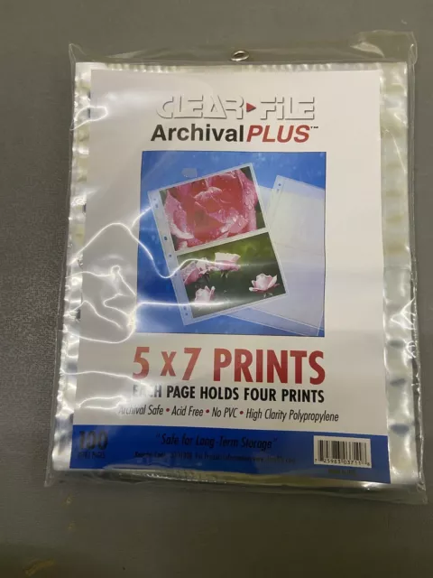 Clear File Storage Pages For 5 X 7” Prints. Qty 25