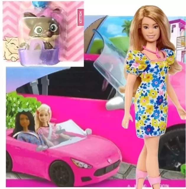 Barbie Movie Glam Car Convertible, Fashionista Down Doll Syndrome Kitten Pet #3