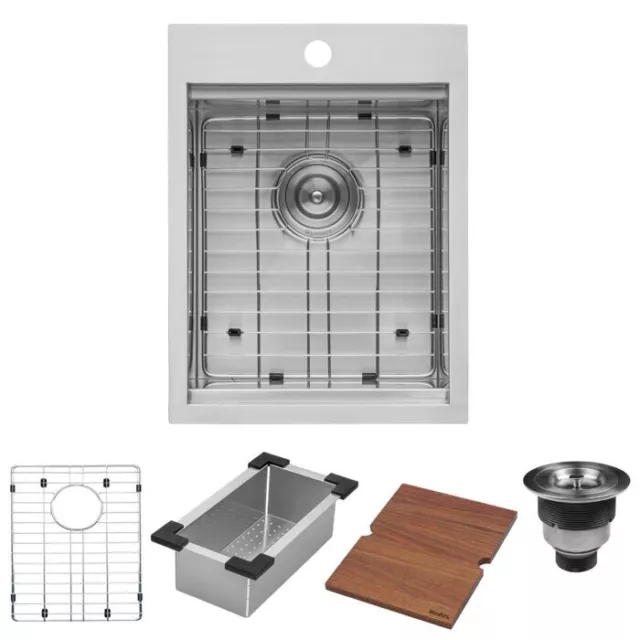 Ruvati 15x20 inch Workstation Drop-in Topmount Bar Prep RV Sink- RVH8210 (2562)