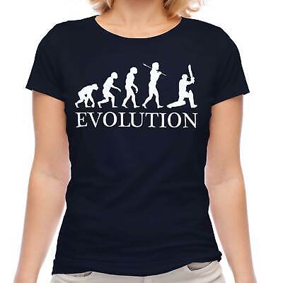 Evoluzione di giocatore di Cricket Uomo Donna T-Shirt Tee Top Regalo Mazza da Cricket