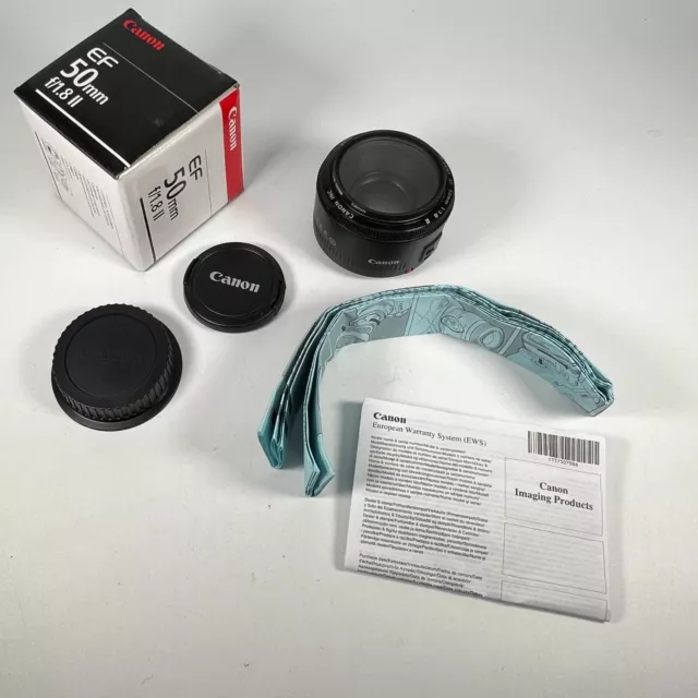 Canon EF 50mm f1.8 II Camera Lens, 52mm UV Filter, Instructions & Original Box