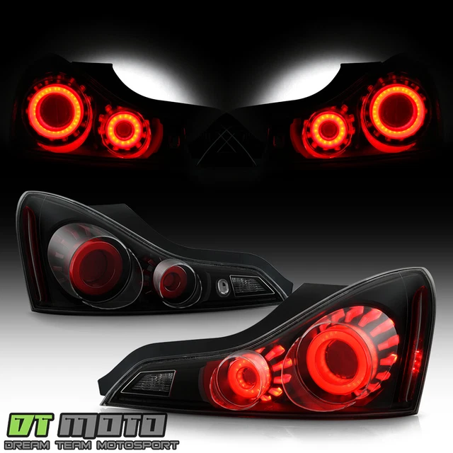2008-2013 G37 / 14-15 Q60 Coupe Black Smoked 3D LED Tube Tail Lights Brake Lamps