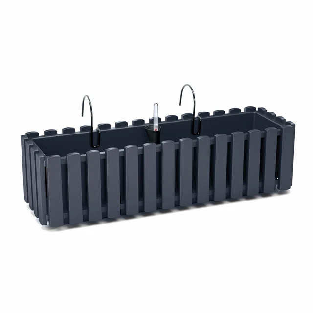Blumenkasten Halterung 60cm Pflanzkübel Anthrazit KADAX Blumenkasten-Set 4x60cm - Balkonkasten Aus Kunststoff In Anthrazit (mit Halterungen) Pflanzkübel Rechteckig Halter Blumenkasten