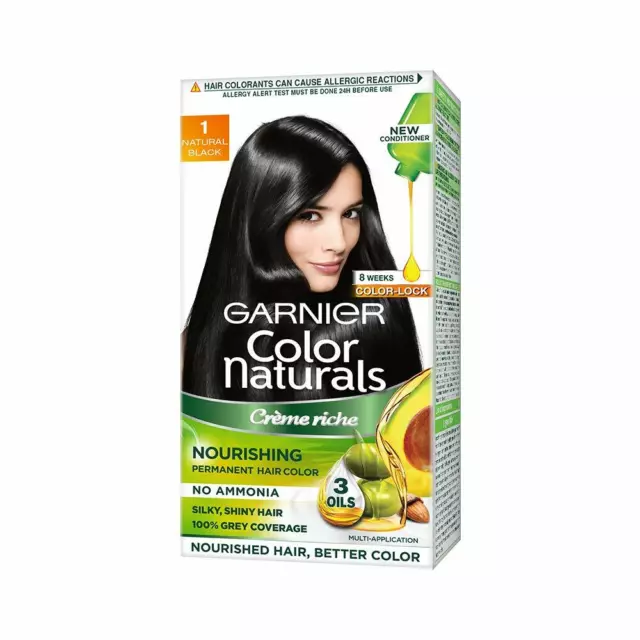 Garnier Color Naturals Crème hair color, Shade 1 Natural Black, 70ml + 60g