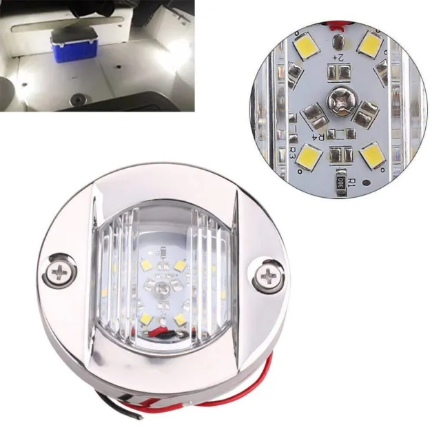 4x Round Marine Boat Navigation Lights LED Deck Stern Transom Anchor Light White
