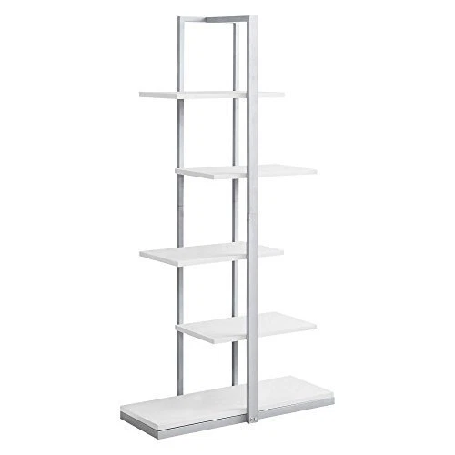 Bookshelf, Bookcase, Etagere, 5 Tier, 60"H, Office, Bedroom, Metal, Laminate, Wh