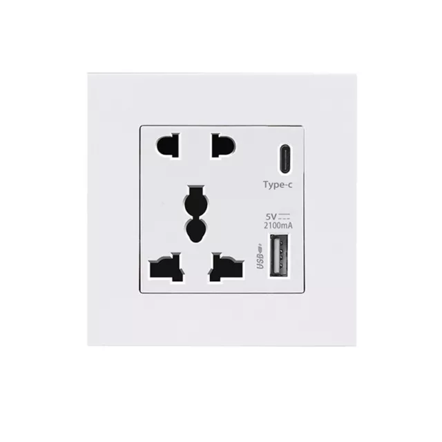 Power 2100MA USB Outlet Crystal Glass Panel 13A UK Wall Type C Interface Soc-wf