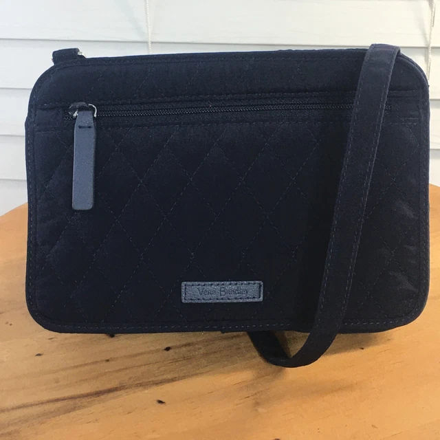Vera Bradley Petite Crossbody Black Quilted Microfiber Classic Adjustable Strap Vera Bradley Petite Crossbody Black Quilted Microfiber Classic Adjustable Strap