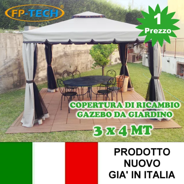 Copertura Ricambio Telo Camino Per Gazebo 3X4 Da Giardino Antipioggia  Pvc 3 X 4