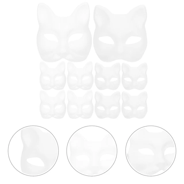 10 piezas Máscara de Zorro Máscaras de Papel Máscara en Blanco Disfraces de Cosplay Máscara facial