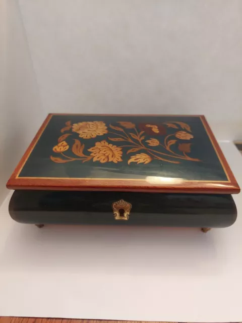 Sorrento Hand Made Music Jewelry Trinket Wood Box Reuge Swiss  Musical Movement