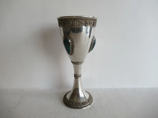 Sterling Silver Zadok Jeweled Kiddush Wine Goblet "Free Shipping"