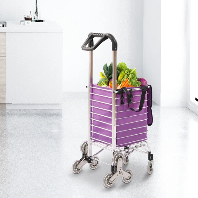 8 Wheels Climbing Cart Folding Laundry Shopping Grocery Stair Trolley Laundry