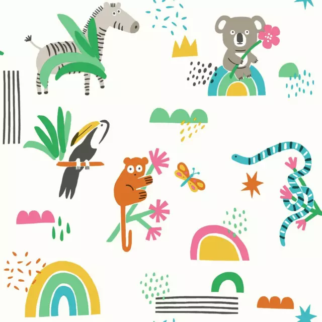 Kids Abstract Animals Wallpaper Girls Boys Nursery Playroom Holden Multi 13350