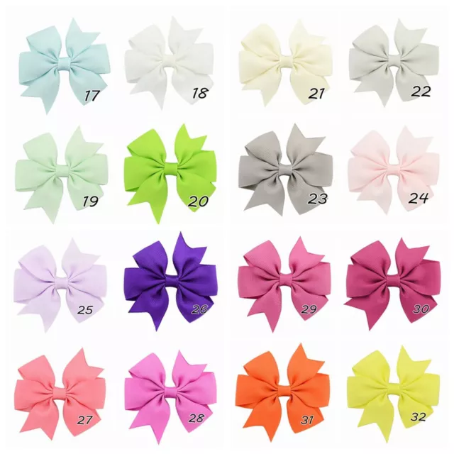 40Pcs Ribbon Bow Hair Clip Pure Color Hairpin Hair Accessories For Girls Kids 3