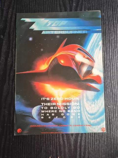 Zz Top Afterburner  Vtg  1985 Metal Rock Music Album Advert 8.5X11"  Poster