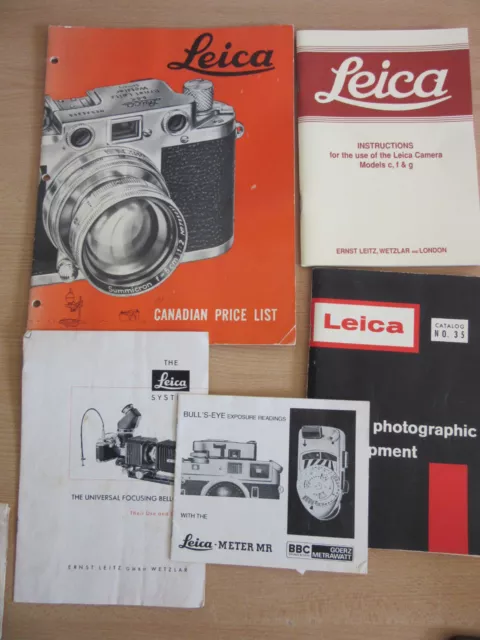 Lot of vintage Leica Camera instruction booklets catalog, price guides