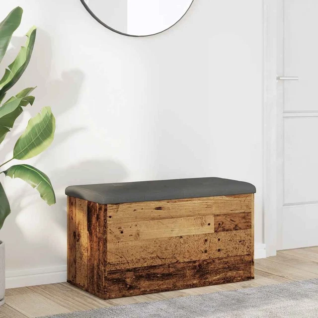 Panca Portaoggetti Grigia Sonoma | Seduta Con Cuscino | Legno Multistrato 82x42x45 Cm | Per Ingresso O Soggiorno