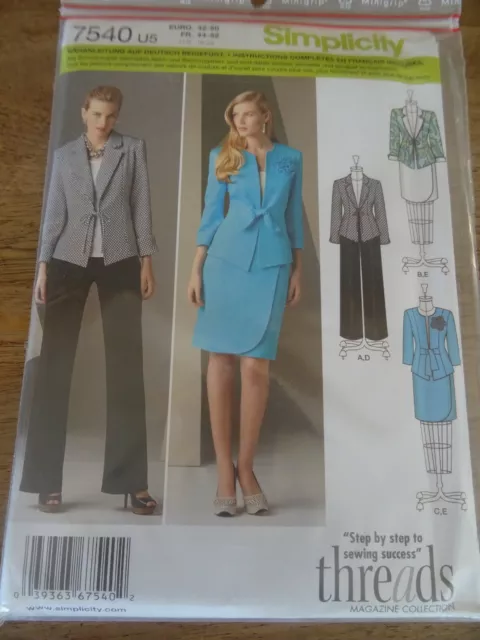 7540 👗👗 Patron Simplicity 5 Creations Pantalon Jupe Veste Ultra Chic 34 Au 52