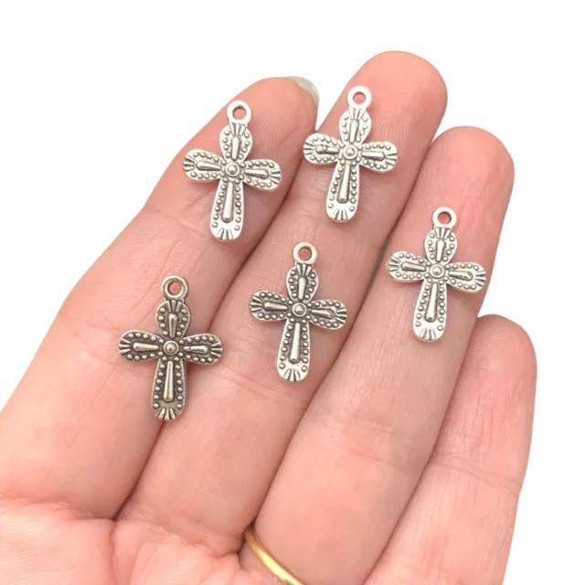 10 X Tibétain Antique Couleur Argent Religieux Croix, Fabrication de Bijoux, CR3