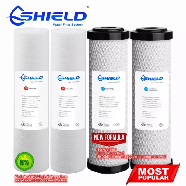 2 Set 0.5 Micron Replacement Water Filters Cartridges Sediment + Coconut Carbon