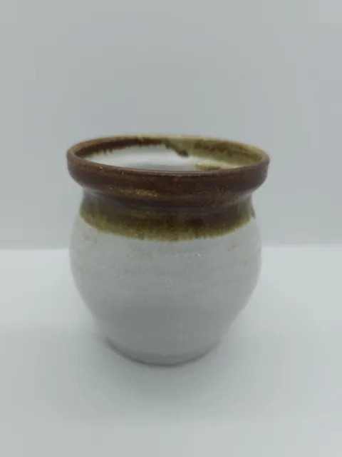 Pigeon Forge Pottery Jar Vase Artist Signed 4" Tan Drip