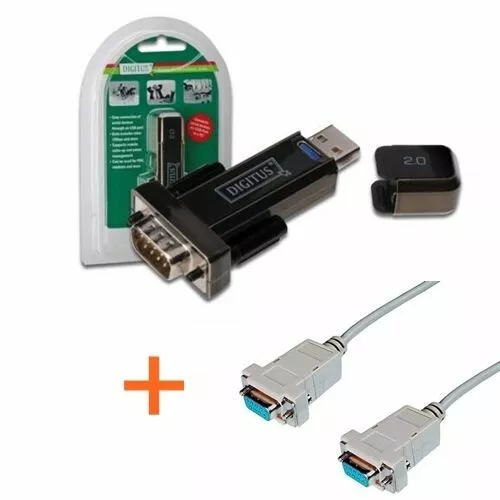 Digitus convertitore USB a seriale RS232 + Cavo null modem 9 pin compatibile Ben