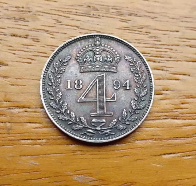 Queen Victoria Silver Maundy Fourpence 1894 4D Great Britain Uk