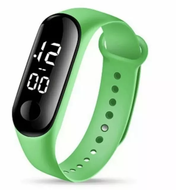 UNISEX Womens Ladies Mens Digital LED Waterproof Sport Wrist Watch Gift GREEN UK