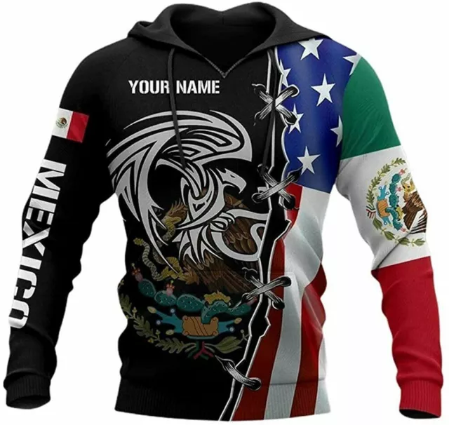 Personalized Name Mexico Half USA Eagle Mexican Hoodie 3D Us Size Best Price