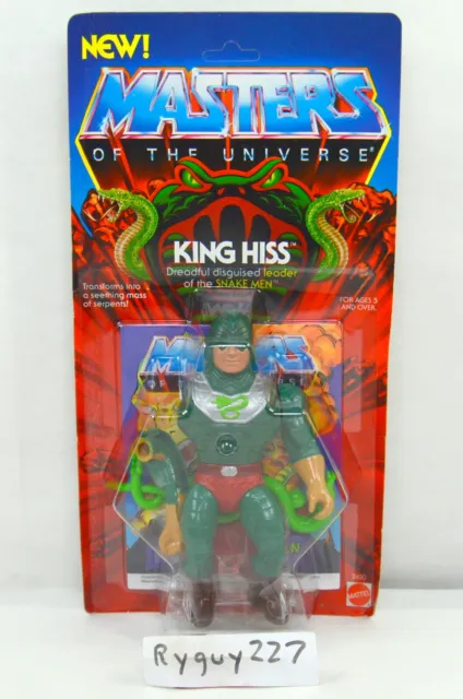 MOTU, King Hiss, Masters of the Universe, sin usar, con tarjeta, figura, He Man, sellado