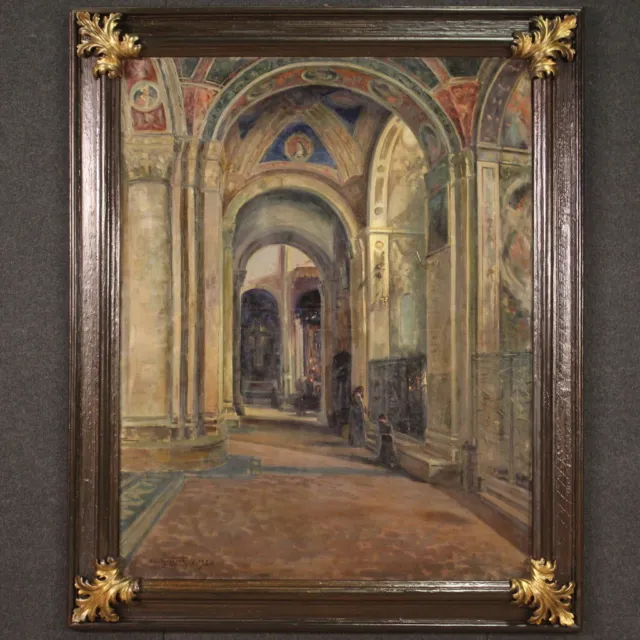 Obra firmada y fechada 1924 pintura al oleo sobre lienzo cuadro con marco 900
