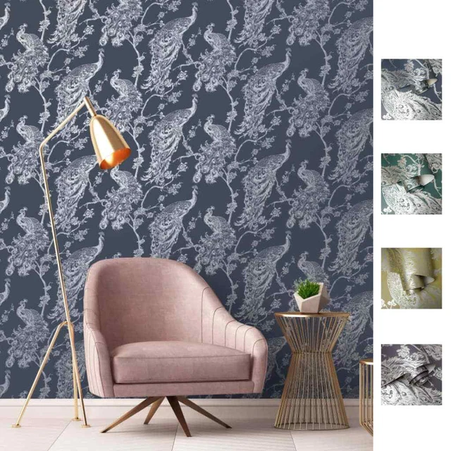 DUTCH WALLCOVERINGS Carta da Parati con Pavone Disponibile in Diversi Colori DUT